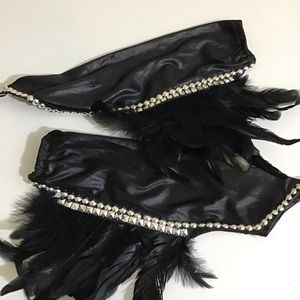 Costume Halloween feather gloves black